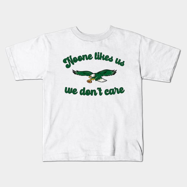 Philadelphia Eagles "Noone Likes Us" Green Philly Sports Kids T-Shirt by Curious Sausage